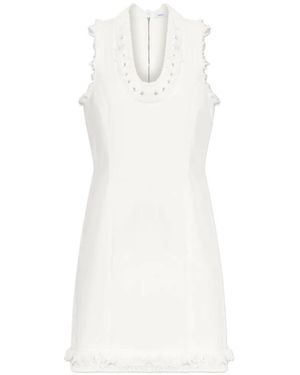 Ferragamo Crochet-Trim Frayed Mini Dress - White