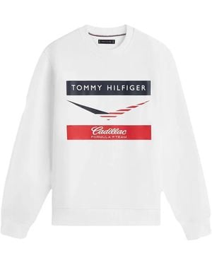 Tommy Hilfiger Jersey Formula 1 Team Con Motivo Chevron Y Cuello Redondo De X Cadillac - Blanco