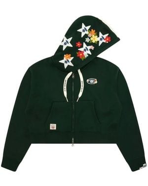 Aape By A Bathing Ape Felpa Con Cappuccio E Ricamo A Fiori - Verde