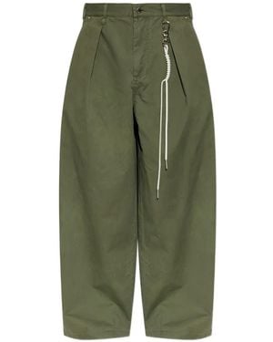 Song For The Mute Pleated Loose Fit Trousers - Green