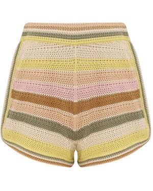 Zimmermann Indra Stripe Crochet Shorts - Natural