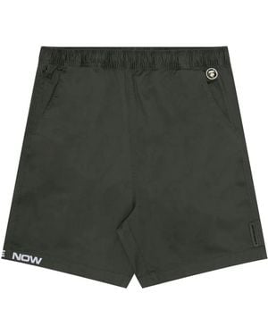 Aape By A Bathing Ape Logo-Embroidered Elasticated-Waist Shorts - Green