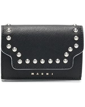 Marni Stud-Embellished Tri-Fold Wallet - White