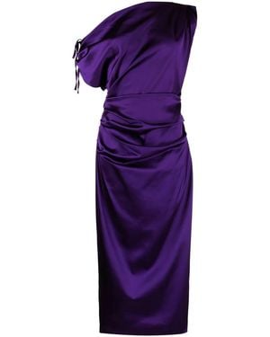 Talbot Runhof Gathered Satin Minidress - Purple