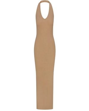 ÉTERNE Halter Maxi Dress - Natural