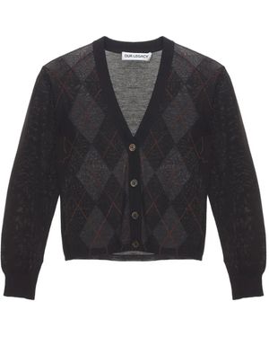 Our Legacy Ivy Argyle-Pattern Cardigan - Blue