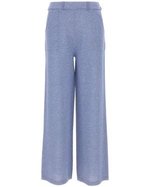 Kangra Ribbed-Knit Palazzo Pants - Blue