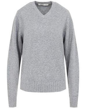 Carven Mélange-Effect V-Neck Jumper - Grey