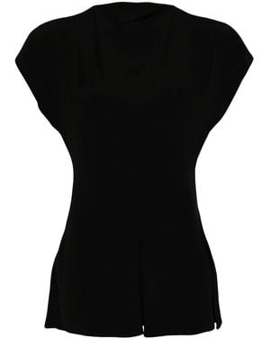 Studio Nicholson Cap-sleeved Peplum Top - Black