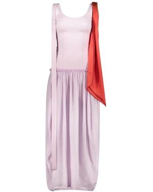 Ellery Sleeveless Scarf-Detail Midi Dress - Pink