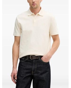Guess Ribbed-Trim Piqué Polo Shirt - White