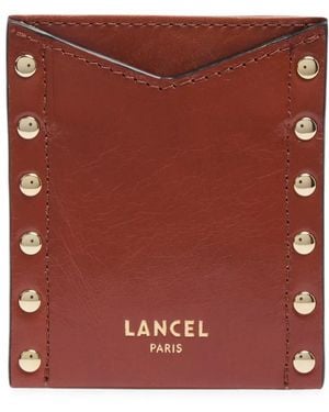 Lancel Stud-Embellished Leather Cardholder - Red