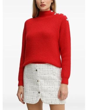 Morgan Heart-Embellished Turtleneck Knitwear - Red