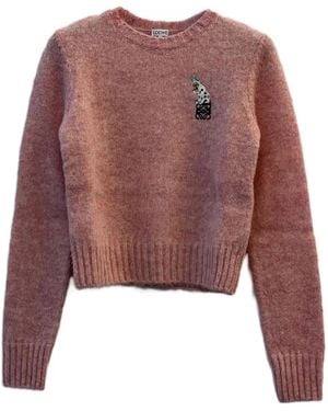 Loewe Appliqué Crew-Neck Jumper - Brown