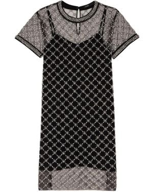 Maje Embellished short-sleeve mini dress - Negro