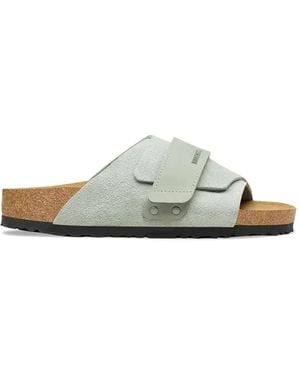 Birkenstock Kyoto Touch-Strap Suede Sandals - White
