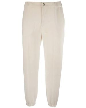 KIRED Button-Fastening Elasticated-Hem Trousers - Natural