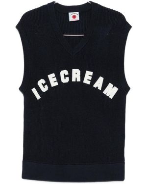 ICECREAM Logo-Patch V-Neck Vest - Black