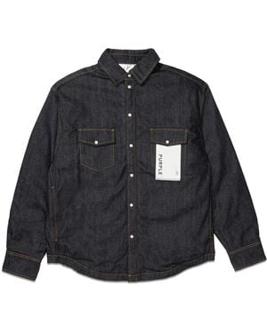 Purple Brand Logo-Appliqué Denim Jacket - Blue