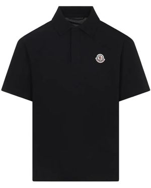 Moncler Logo-Patch Polo Shirt - Black