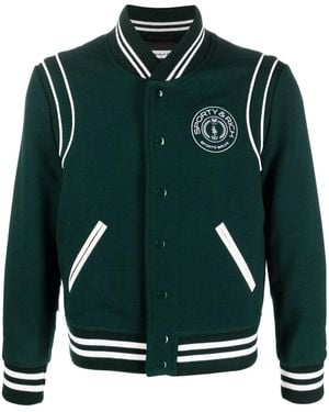 Sporty & Rich Logo Embroidered Varsity Jacket - Green