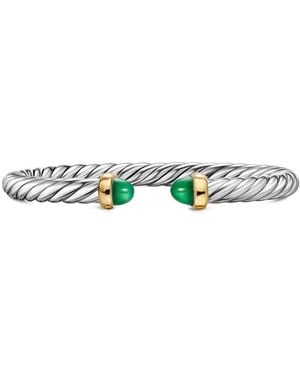 David Yurman Sterling/14K Cable Flex Onyx Bracelet - Green