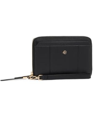 Piquadro Logo-Plaque Travel Passport Wallet - Black