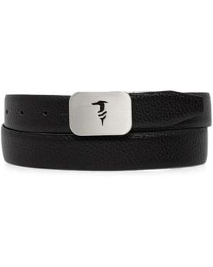 Trussardi Logo-Plaque Pebbled Belt - Black