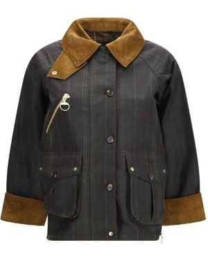 Barbour Marena Check Waxed Jacket - Black