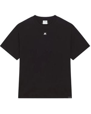 Courreges Logo-Embroidered Short-Sleeve T-Shirt - Black