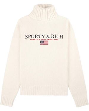 Sporty & Rich Roll Neck Flag Jumper - White