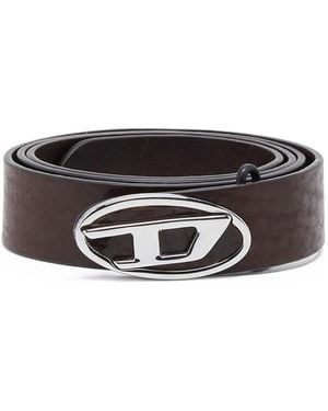 DIESEL 1Dr Logo-Buckle Leather Belt - Black