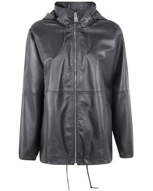 Liviana Conti Jerome Hooded Leather Jacket - Grey