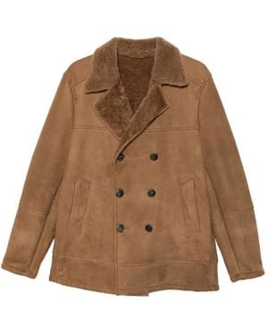 Boglioli Double-Breasted Leather Jacket - Brown