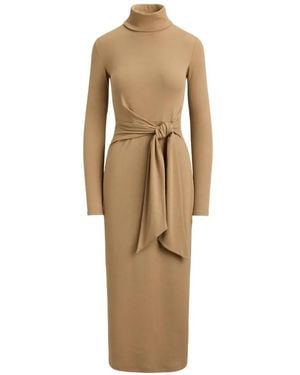 Ralph Lauren Rollkragen-Midikleid Mit Schnürung - Natur
