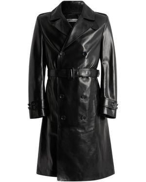 Bally Double-Breasted Belted Leather Coat - Black