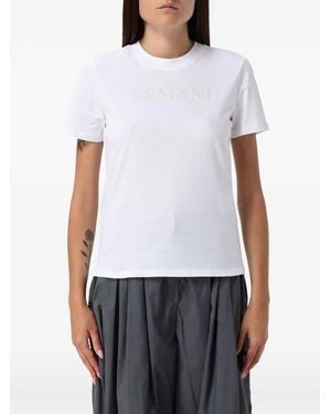 Emporio Armani Sequin-Logo T-Shirt - White