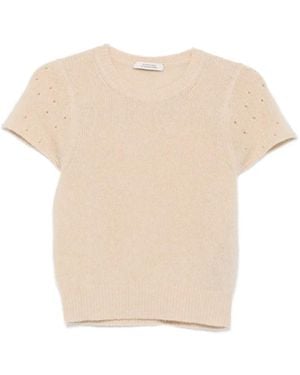 Dorothee Schumacher Perforated-Detail Short-Sleeve Top - Natural