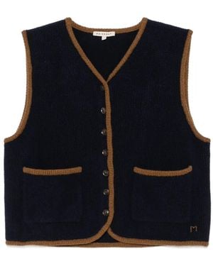 Moismont Angele Contrast-Trim Button-Up Cardigan - Blue