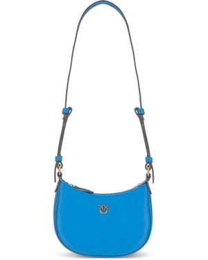 Pinko Half Moon Leather Shoulder Bag - Blue