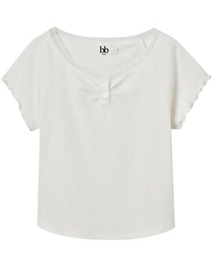 B+ AB Lace-Trim Ribbed T-Shirt - White