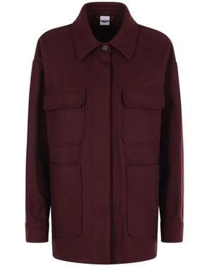 Aspesi Buttoned-Cuff Rounded-Hem Jacket - Purple