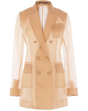 Max Mara Double-Breasted Blazer - Natural