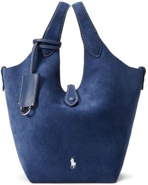 Polo Ralph Lauren Suede Leather Tote Bag - Blue