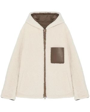 Yves Salomon Reversible Shearling Hooded Jacket - Natural