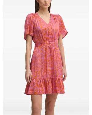 La Petite Francaise Ryhana Ruffled V-Neck Mini Dress - Red
