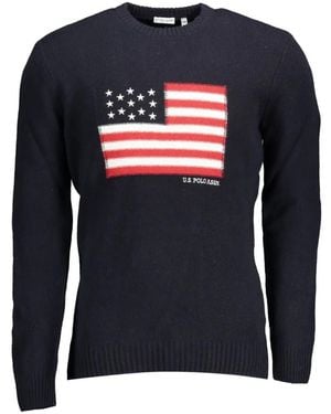 U.S. POLO ASSN. Flag-Intarsia Crew-Neck Jumper - Blue
