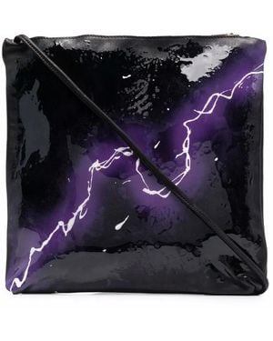 Guidi Thunder-Print Shoulder Bag - Black