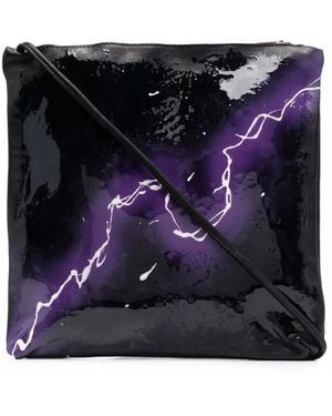 Guidi Schultertasche Mit Donner-Print - Schwarz