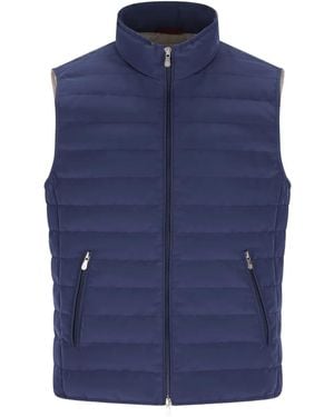 Brunello Cucinelli Quilted High-Collar Gilet - Blue